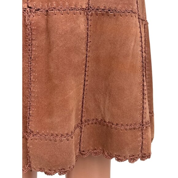 Free People Suede Patchwork High Waist Mini Skirt | Western Boho Coastal 70s 10 - Picture 11 of 16